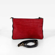 Bolso bandolera de pelo potro y piel, color rojo